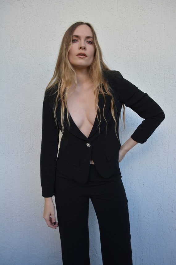 vintage black suit set / suit set / y2k suit set /