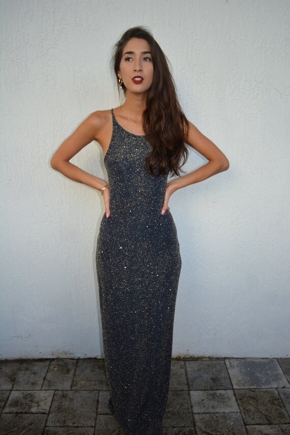 vintage disco dress / vintage halter dress / vinta