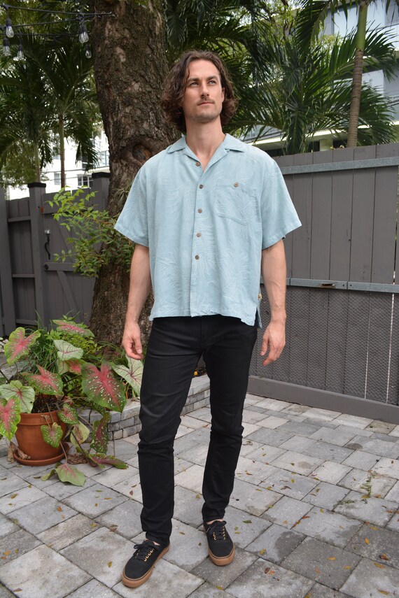 vintage hawaiian shirt / retro button down / mens