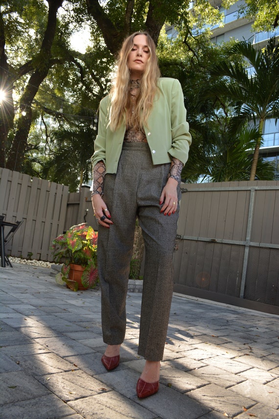 vintage wool trouser / vintage herringbone trouser
