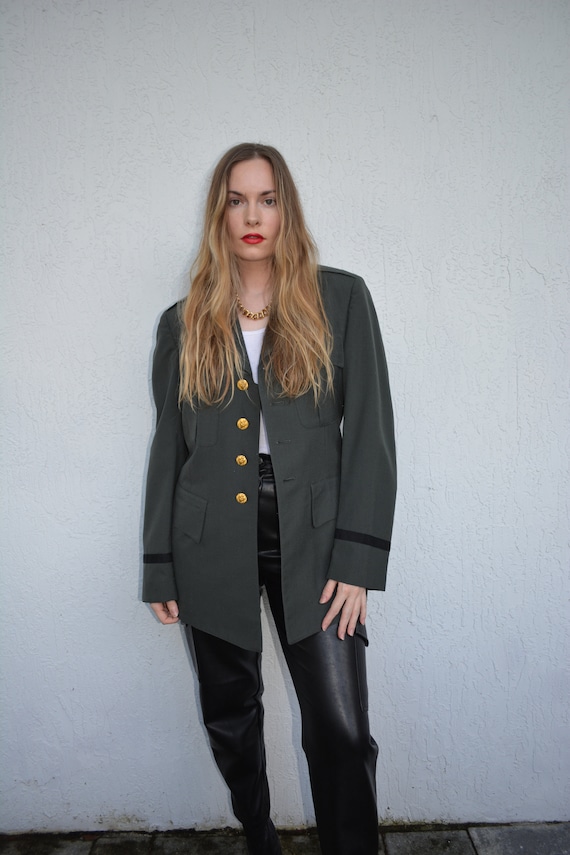 vintage military jacket / military jacket / green
