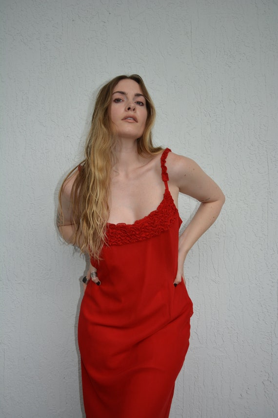 vintage red dress / red formal dress / red maxi dr