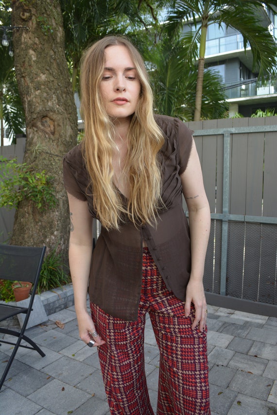 vintage sheer blouse / grunge blouse / y2k blouse