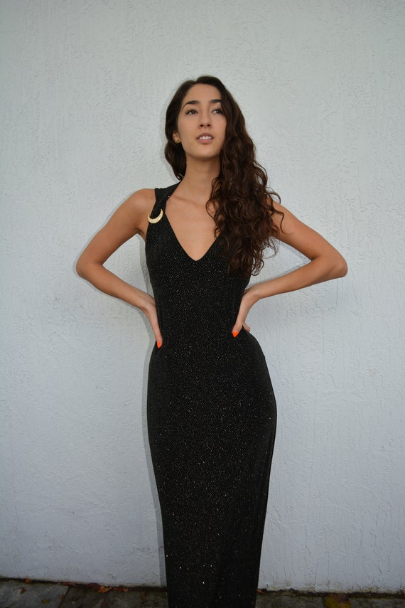 vintage 90s midi dress / sparkle midi dress / moon