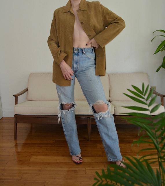 vintage suede jacket / 90s suede jacket / tan sued