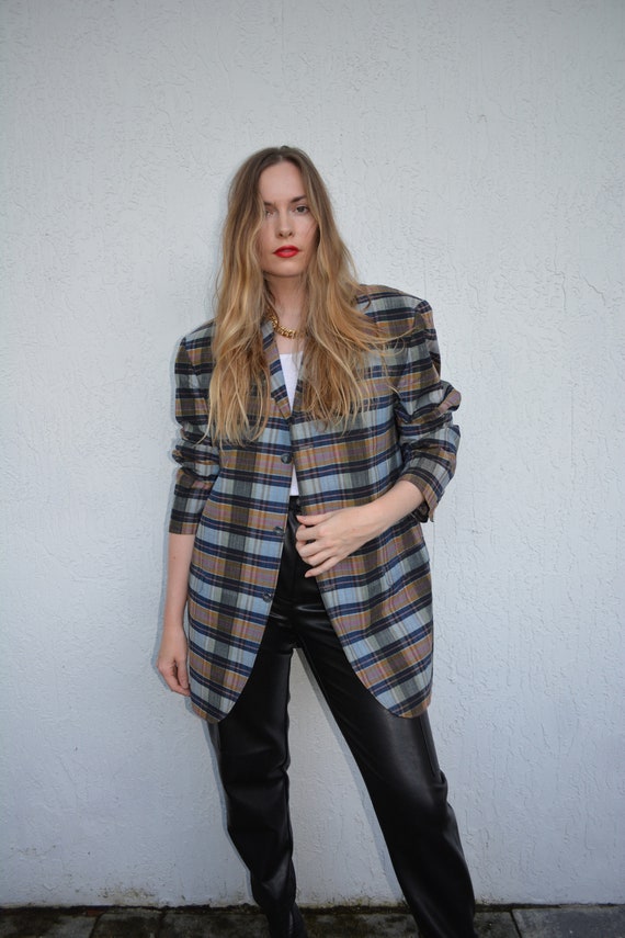 vintage multicolored sportcoat / blue plaid sportc