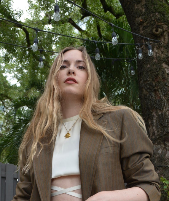 vintage blazer / unique blazer / brown and blue bl