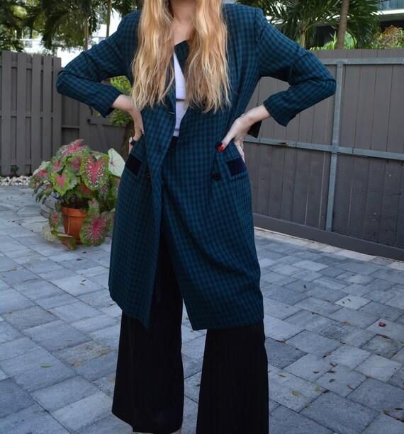 vintage long blazer / vintage emerald blazer / vin