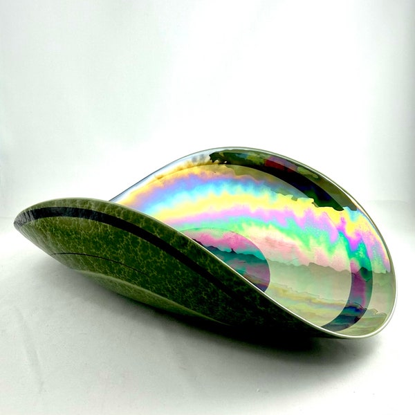 Fabulous Yalos Casa Murano Italy  Folded Art Glass Bowl