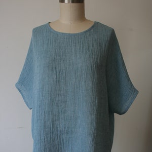 Linen top, boxy linen top,  womens' linen Blouse, made in USA, oversize linen top, plus size top