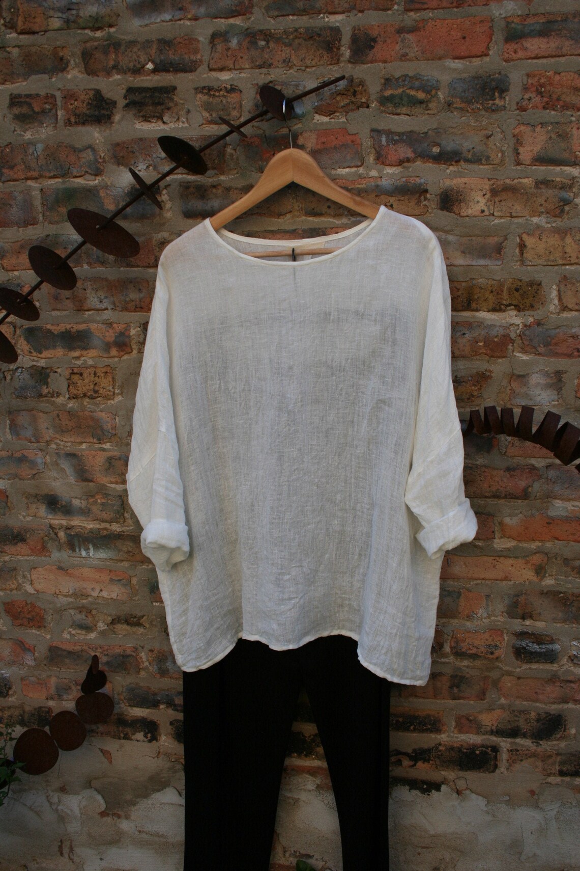 White linen top oversize linen tunic plus size linen top Etsy