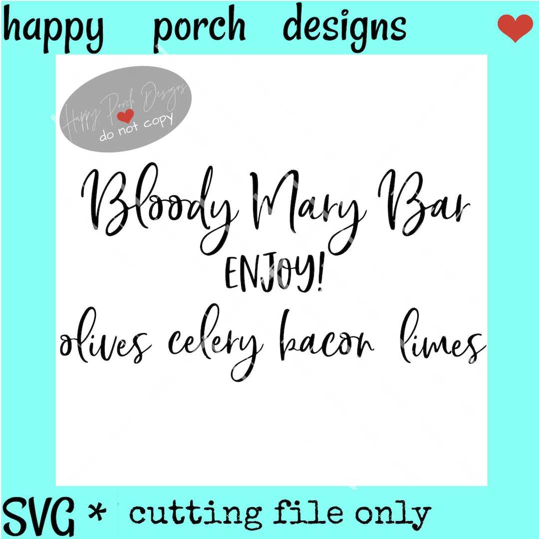 Bloody Mary Bar SVG PNG Digital Cut or Print File, Bloody Mary Bar ...