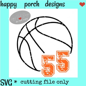 Basketball with distressed numbers SVG PNG, Basketball fan number svg, basketball mom svg, basketball svg, You choose your numbers, included