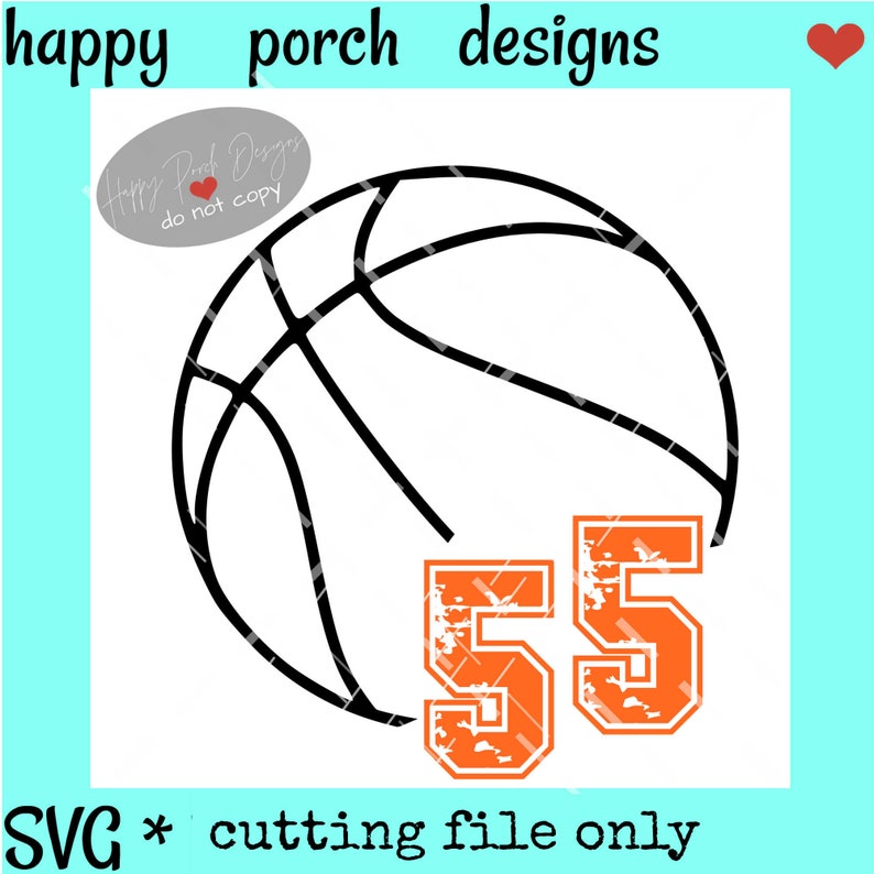Basketball With Distressed Numbers SVG PNG Basketball Fan Etsy