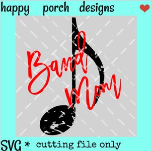 Band mom svg, Band mama svg, distressed music note svg, grunge music note cut file