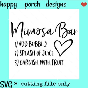 Mimosa Bar SVG DXF PNG Digital Cut File, Bubbly bar svg, bridal shower sign svg, bridal brunch sign designs svg, wedding shower svg, print