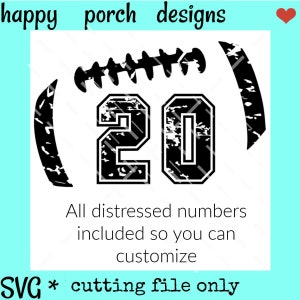 Football number SVG PNG DXF cut file, Distressed football outline svg, grunge football numbers svg, personalized football mom svg, football