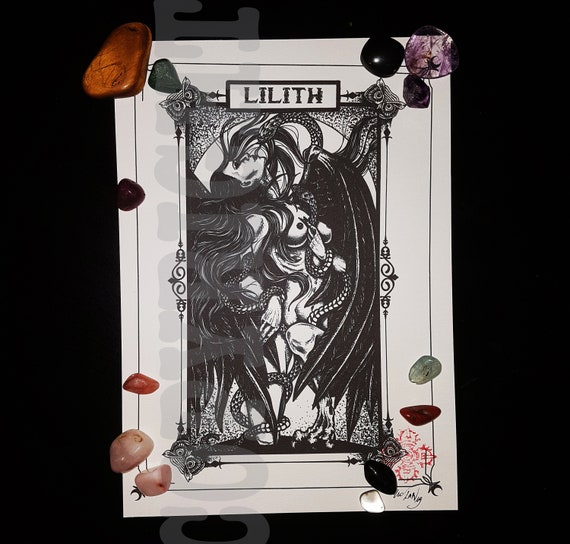 Lilith Tattoo Print Illustration Occult Pagan Gothic Etsy