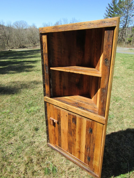 Reclaimed wood on sale corner cabinet