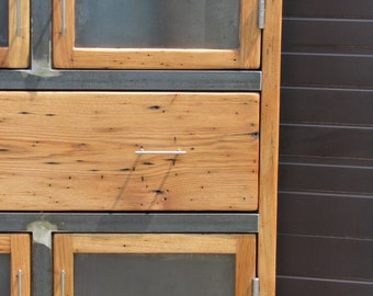 Custom Wood & Metal Cabinet, Cupboard, Wardrobe, Pantry. Chestnut and Steel.