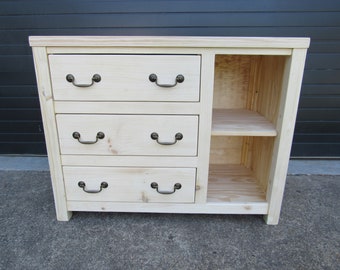 The Kinglet - Pine Dresser, Custom Size, Custom Handles, Unfinished or Finished.