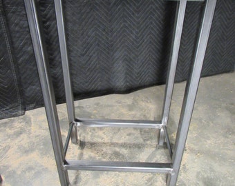 Custom Metal Leg Bar Stool, Red Oak Wood Saddle, Restaurant Seating