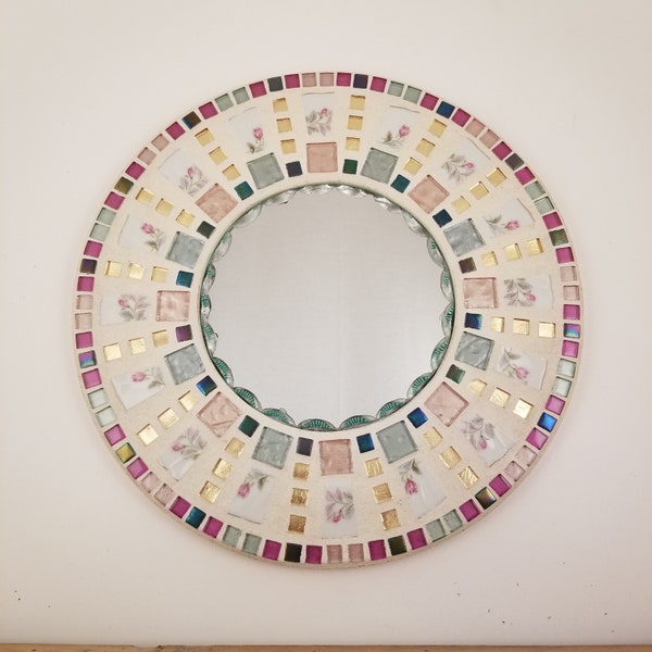 Mosaic Mirror Wall Art-Stop and Smell the Roses