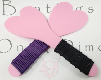 Rubber Heart Paddle: Kinky Pink Spanking Strap