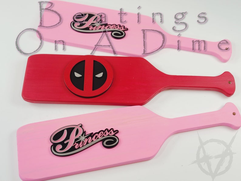 Themed Paddles - BDSM Paddles - Princess Deadpool Toy - Sadistic Kink Gear - Handmade Bondage Toy - Fetish Paddle - OOAK Merchandise - CBT 