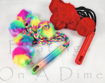Rainbow Balls Flogger: Handmade Fluffy Sensation Play Toy