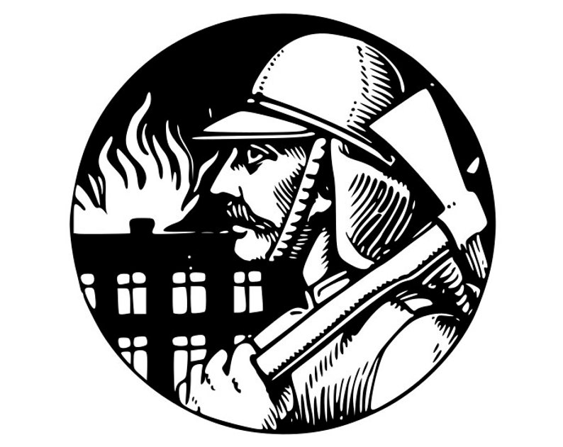 Fireman Svg Logo Firefigher Clip Art Vector Cricut Cut Cutting Etsy