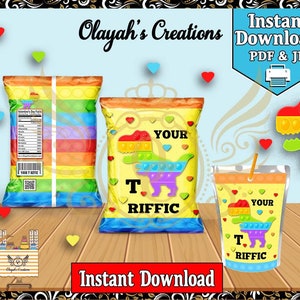 Your T Riffic Chip Bag and juice Label Valentines Day printable Party Favor