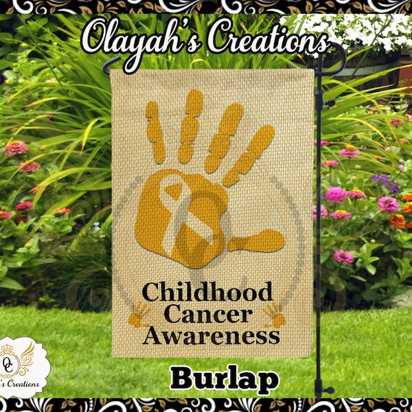 Burlap Golden Hand Childhood Cancer Awareness Month Garden Flag Decor