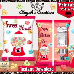 Red Heart Candy Printable Chip Bag Party Favor
