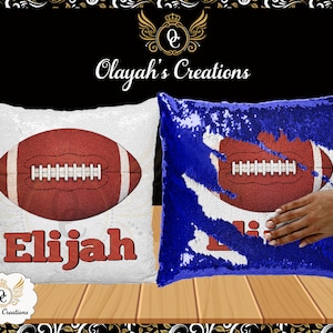 Clearance  Sale Personalized Football Flip Sequin Pillow Cover Gift / Flip Sequin Pillowcase / Pillow Cover