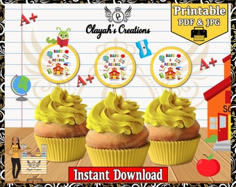 Back To School Cupcake Toppers: 2 inch Party Circles (PDF & JPG)