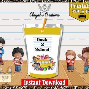 Back To School Kids Printable Juice Label Party Favor