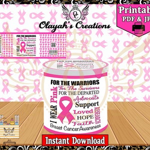 Positive Words Breast Cancer Awareness Printable Chip Can Label Party Favor