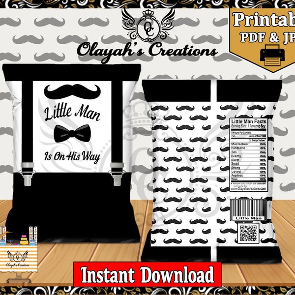 little man is on his way Printable Chip Bag Party Favor