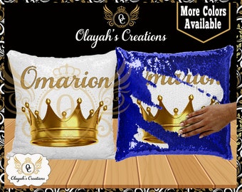 Royal Crown Personalized Flip Sequin Pillow Cover Gift / Flip Sequin Pillowcase / Pillow Cover