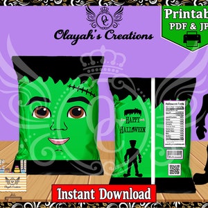 Frankenstein Halloween Printable Chip Bag