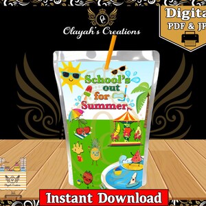 School&#39;s Out For Summer Printable Juice Label Party Favor
