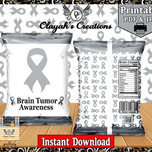 Brain Tumor Awareness Printable Chip Bag Party Favor
