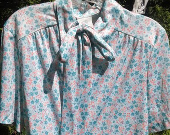 80s teal green pleat front poly blouse teal poly blouse teal pleated blouse 80s vintage blouse secretary blouse 80s vintage blouse