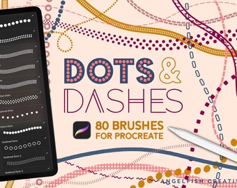 Dots & Dashes Procreate Brush Set, 80 Border Line Brushes (Digital Download)