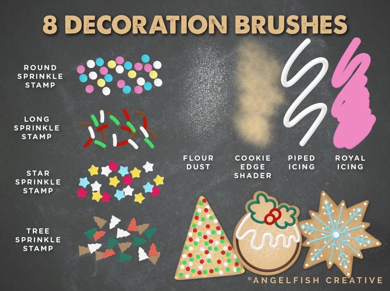 Cookie Creator Brush Set for Procreate: Honey Gingerbread Biscuit Stamps, decoration brushes