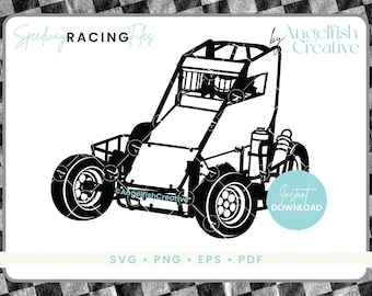 Speedcar Midget Speedway Racing Car - SVG, PNG, EPS-klippfiler/clipart (digital nedladdning)