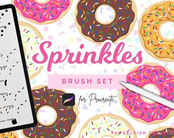 Sprinkles Procreate ブラシセット、アイシング スキャッター スタンプ (デジタル ダウンロード)
