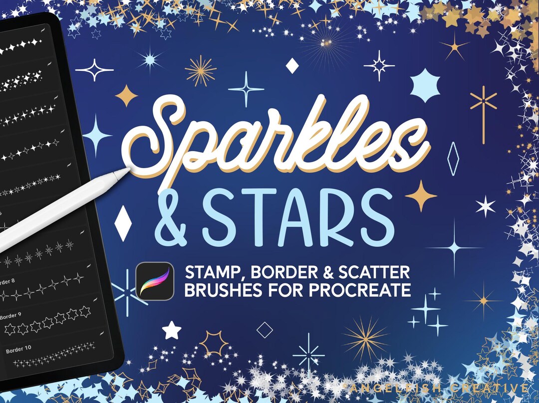 Procreate Sparkle Star Brushes - Border, Scatter & Stamps (digital ...