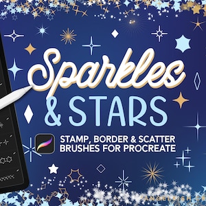 Sparkle & Star Stamps, Border, Scatter Brushes for Procreate | 100+ cute elements brush set | Brush for Digital Art on iPad